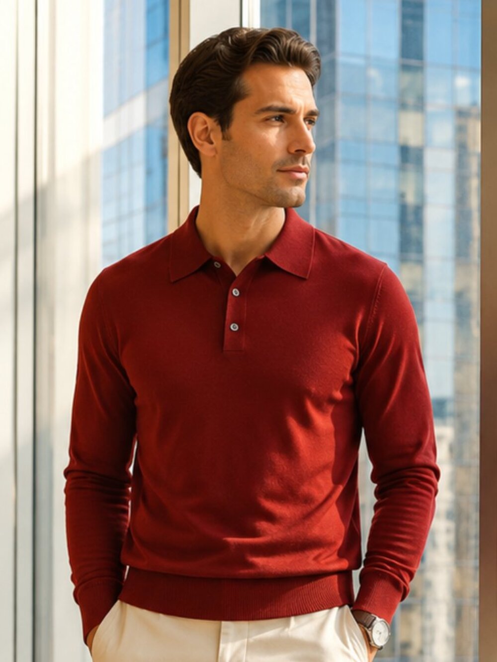 Jos. A. Bank Signature Collection 100% Silk Polo Sweater Men’s L Rust